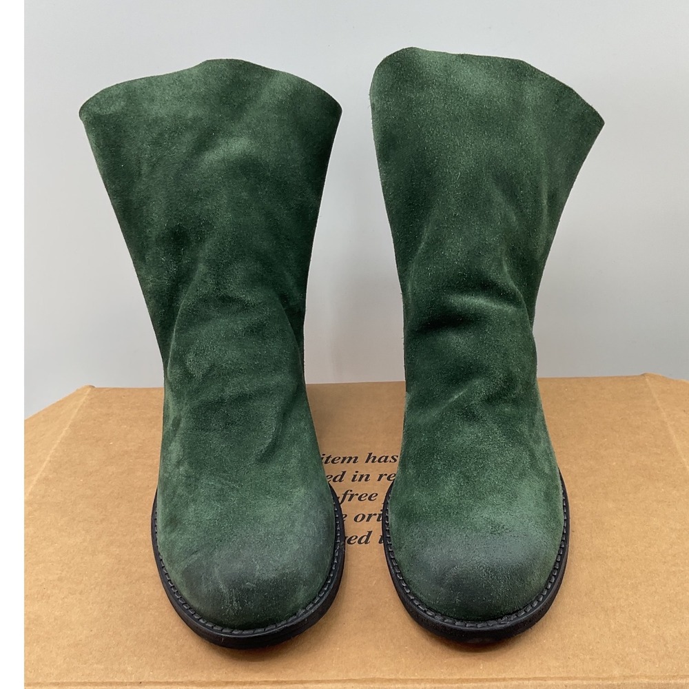 Antelope Suede Slouch Ankle Boots Round Toe Low Block Heel Size 38 K12pe